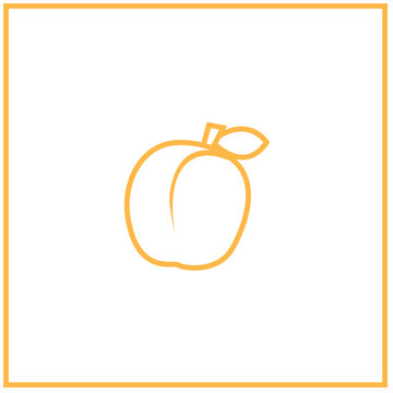 apricot fruit orange outline logo isolated white