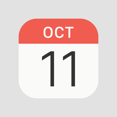 October 11 icon isolated on background. Calendar symbol modern, simple, vector, icon for website design, mobile app, ui. Vector Illustration