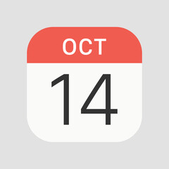 October 14 icon isolated on background. Date symbol modern, simple, vector, icon for website design, mobile app, ui. Vector Illustration