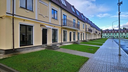 Typical townhouses in a cottage village. Modern countrylife.