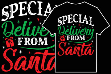 Christmas Typographic T-shirt Design Vector. Special delivery from Santa
