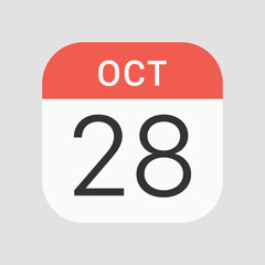 October 28 icon isolated on background. Date symbol modern, simple, vector, icon for website design, mobile app, ui. Vector Illustration