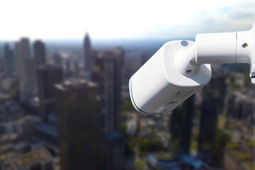 CCTV Camera Operating with city in background.