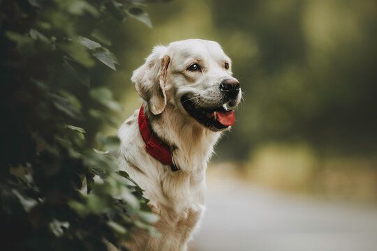 dog golden retriever in the autumn location