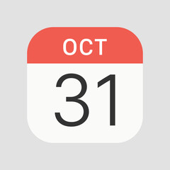 October 31 icon isolated on background. Date symbol modern, simple, vector, icon for website design, mobile app, ui. Vector Illustration