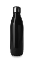 Stylish water bottle isolated on white. Cycling accessory