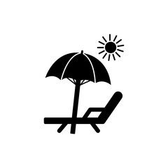 Umbrella chaise longue icon. beach chair. Pictogram isolated on a white background. Vector illustration.