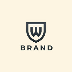 Letter W shield logo icon template. Vector emblem. - 532713434