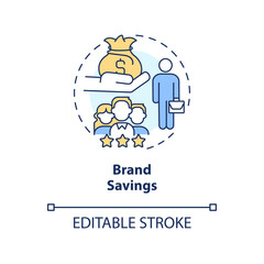 Brand savings concept icon. Benchmark employee retention rate. Employee engagement abstract idea thin line illustration. Isolated outline drawing. Editable stroke. Arial, Myriad Pro-Bold fonts used