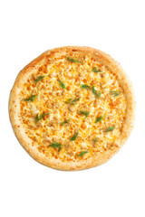 Big pizza with cheese. Transparent.