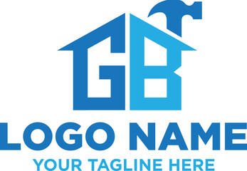 Letter-GB-hammer-home-real-estate-premium-logo-design