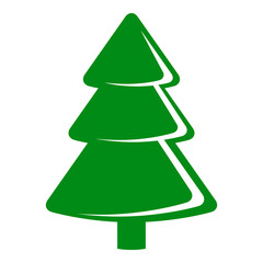 Silueta de árbol de navidad abstracto. Icono aislado con nieve