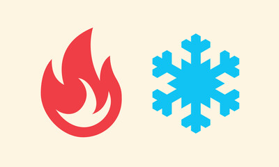 Hot and cold. Fire and snowlake. Modern vector icon design. © lettett