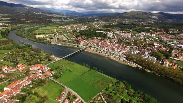 Aerial View City of Ponte de Lima, Portugal