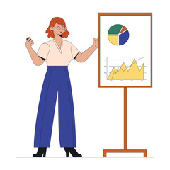 Woman presenting analysis graph