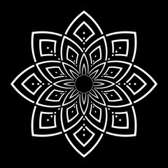 Abstract Decorative Radial Circle Floral Pattern. Round Design Element.