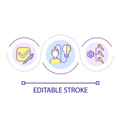 Creativity in data systematization loop concept icon. Innovative methods in analytics abstract idea thin line illustration. Isolated outline drawing. Editable stroke. Arial font used