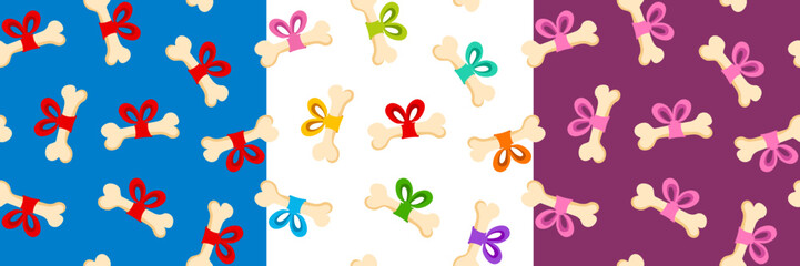 Dog bone with bow seamless pattern