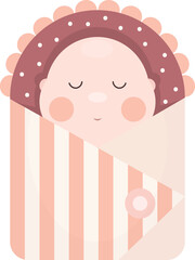 Cute Sleeping Baby Isolated Illustration on Transparent Background for Baby Shower, Gender Reveal, Birthday Party