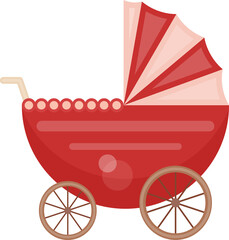 Baby Stroller Isolated Illustration on Transparent Background 