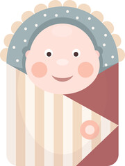 Cute Smiling Baby Isolated Illustration on Transparent Background for Baby Shower, Gender Reveal, Birthday Party
