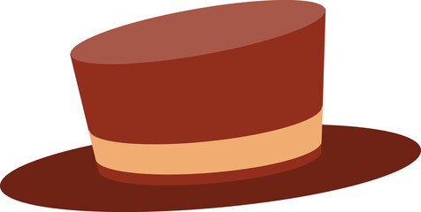 Brown Boater Hat Isolated Illustration on Transparent Background 