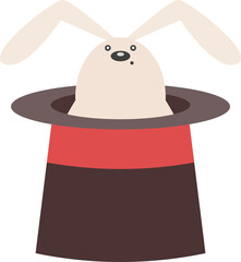 Rabbit in Hat Isolated Illustration on Transparent Background 