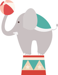 Circus Elephant on Stand Isolated Illustration on Transparent Background 