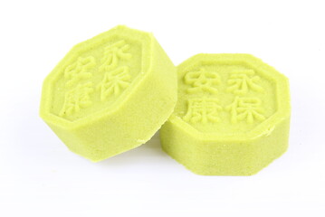 Chinese moon cake dessert on white background