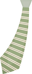 Green Striped Tie. Isolated Illustration on Transparent Background 
