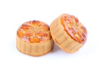 Chinese moon cake dessert on white background