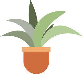 Green Potted Plant. Isolated Illustration on Transparent Background 