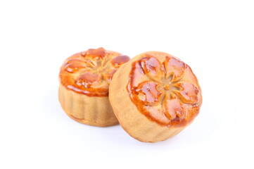 Chinese moon cake dessert on white background