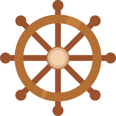 Ship's Helm, Wooden Steering Wheel Isolated Illustration on Transparent Background 