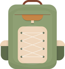 Green Backpack, Schoolbag Isolated Illustration on Transparent Background 