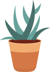 Potted Plant Green Aloe Vera. Isolated Illustration on Transparent Background 
