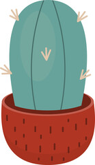 Potted Plant Cactus. Isolated Illustration on Transparent Background 