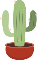 Decorative Cactus Potted Plant. Isolated Illustration on Transparent Background 