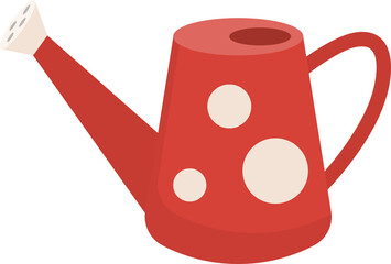 Red Watering Can. Isolated Illustration on Transparent Background 