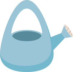 Blue Watering Can. Isolated Illustration on Transparent Background 