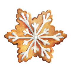 Watercolor gingerbread isolated on white background. Element for design.
