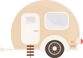 Rv Camping Trailer, Travel Mobile Home, Caravan. Isolated Illustration on Transparent Background 