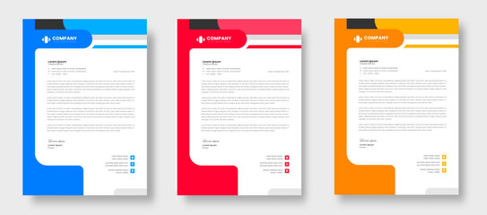 corporate modern letterhead design template set with yellow, blue and red color. creative modern letter head design templates for your project. letterhead design. letter head design.