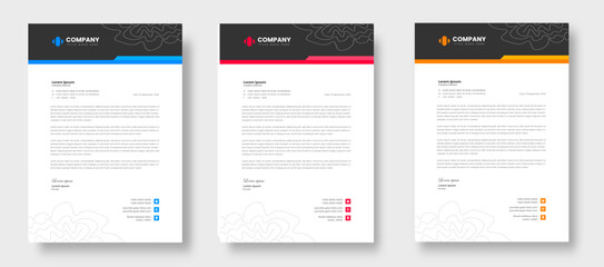 corporate modern letterhead design template set with yellow, blue and red color. creative modern letter head design templates for your project. letterhead design. letter head design.
