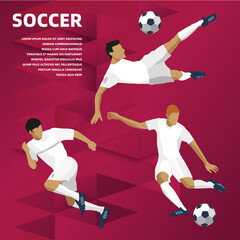 3 Fussballspieler vor rotem Hintergrund, Banner