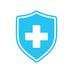 Medical shield with cross vector symbol