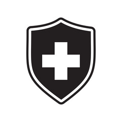 Medical shield with cross vector symbol