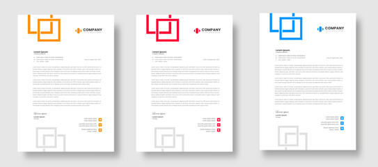 corporate modern letterhead design template set with yellow, blue and red color. creative modern letter head design templates for your project. letterhead design. letter head design.