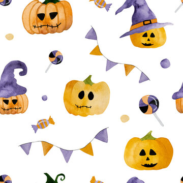 Halloween watercolor pumpkin