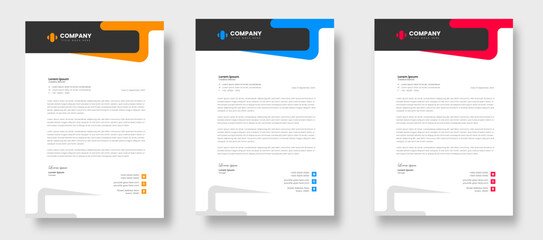 Obraz premium corporate modern letterhead design template set with yellow, blue and red color. creative modern letter head design templates for your project. letterhead design. letter head design.